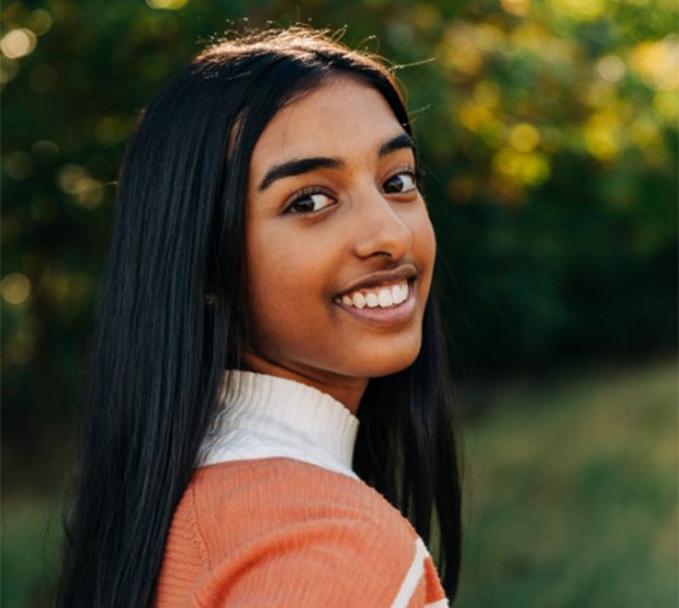 Young girl with braces from Aetna orthodontist in Richardson