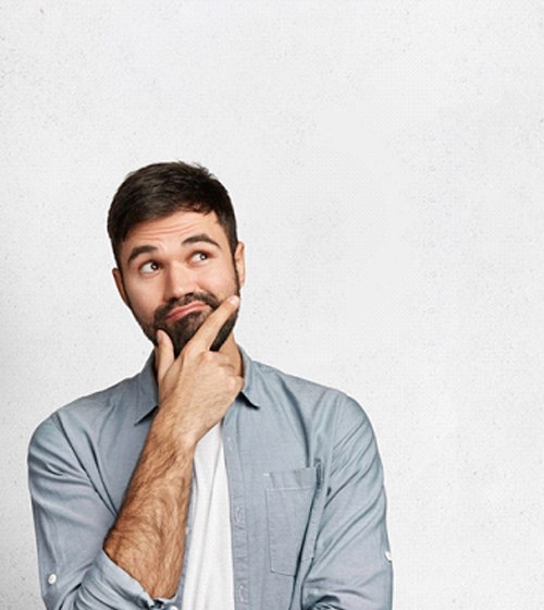 Man thinking, has questions about braces with missing teeth