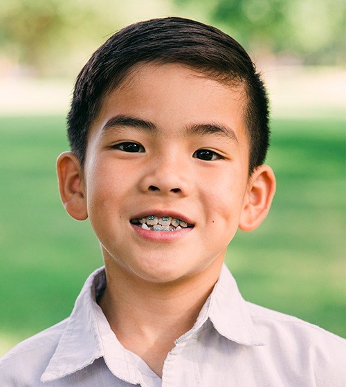 Young boy with phase 1 pediatric orthodontics