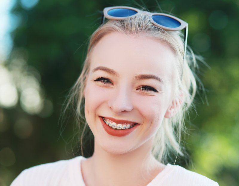 Girl smiling with braces