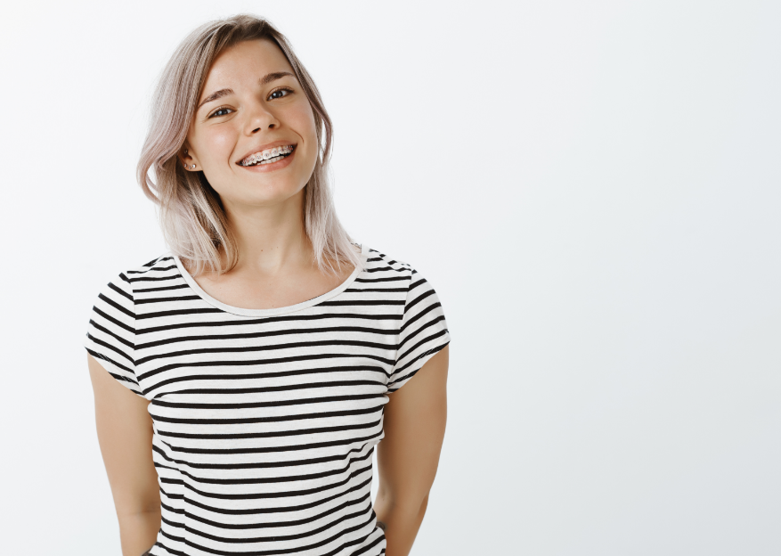 Girl with braces smiling